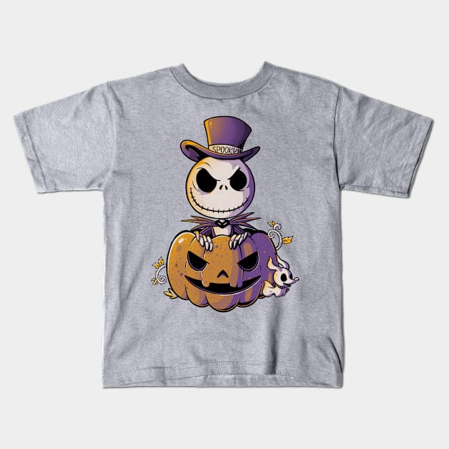 Spooky Jack Scary Pumpkin Halloween - Light Kids T-Shirt by eduely